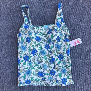 Lands End Women's Square Neck Underwire Tankini Swimsuit Top size 16